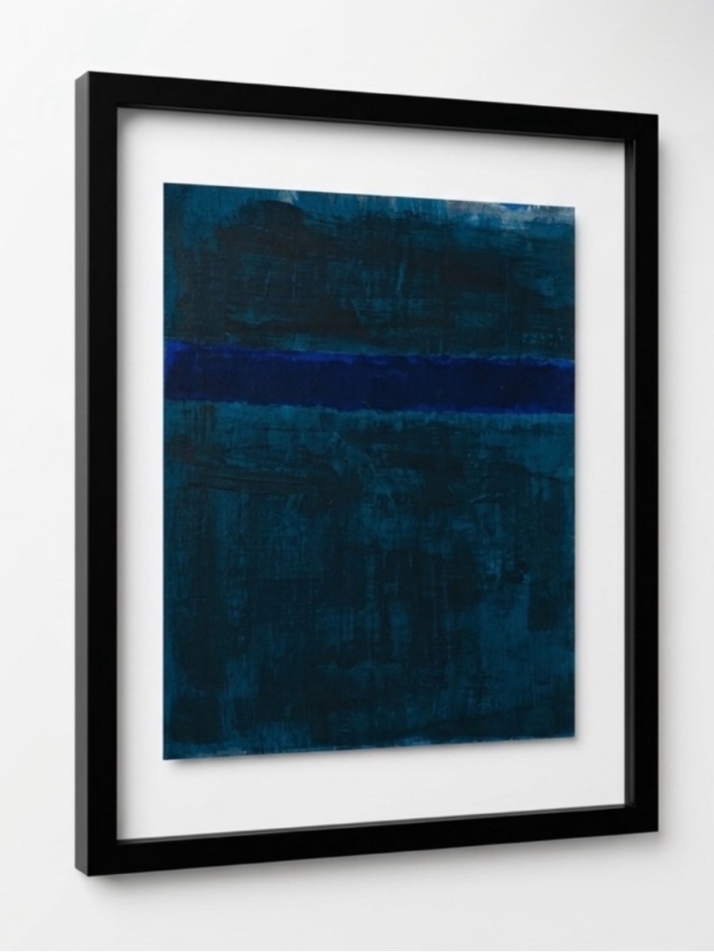 Project 62 Floating Gallery Frame & Moody Abstract Blue Green Giclée Print